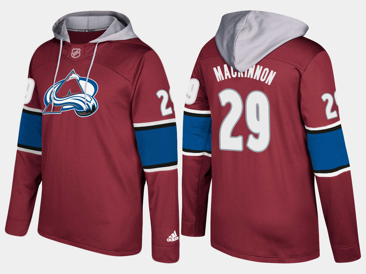 Men NHL Colorado avalanche 29 nathan mackinnon burgundy hoodie